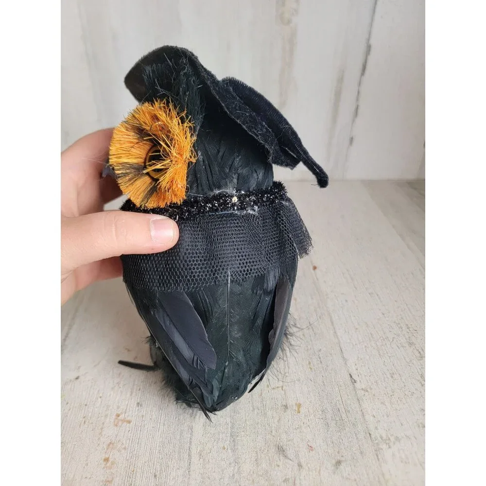 Pier 1‎ black glitter witch owl Halloween home decor prop unique
